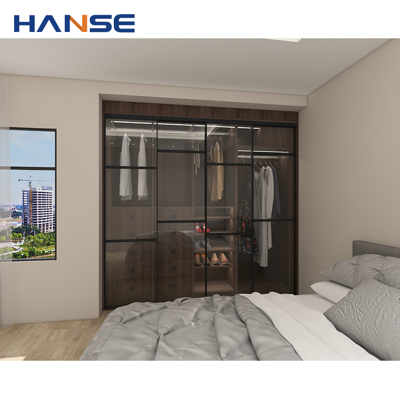 Hotel Furniture Bedroom Modern Built in Wooden Door Closet System Walk in Wardrobe