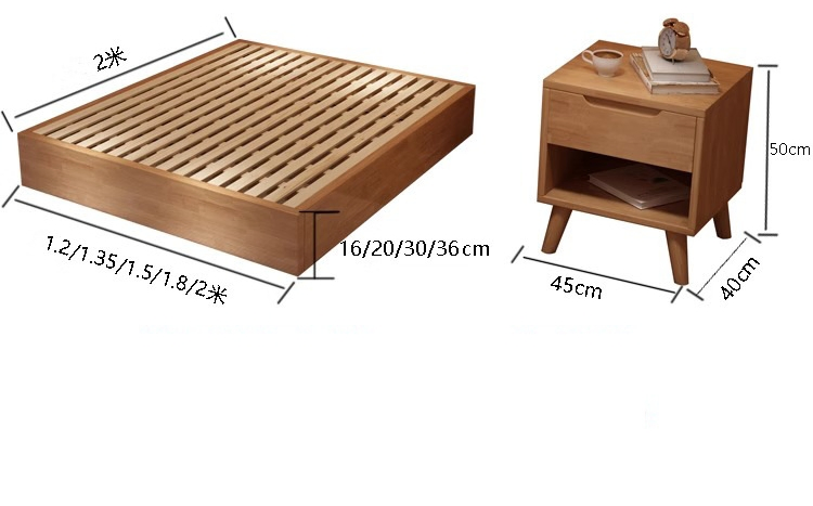Elegant Solid Wood Tatami Bed with Modern Storage Solutions