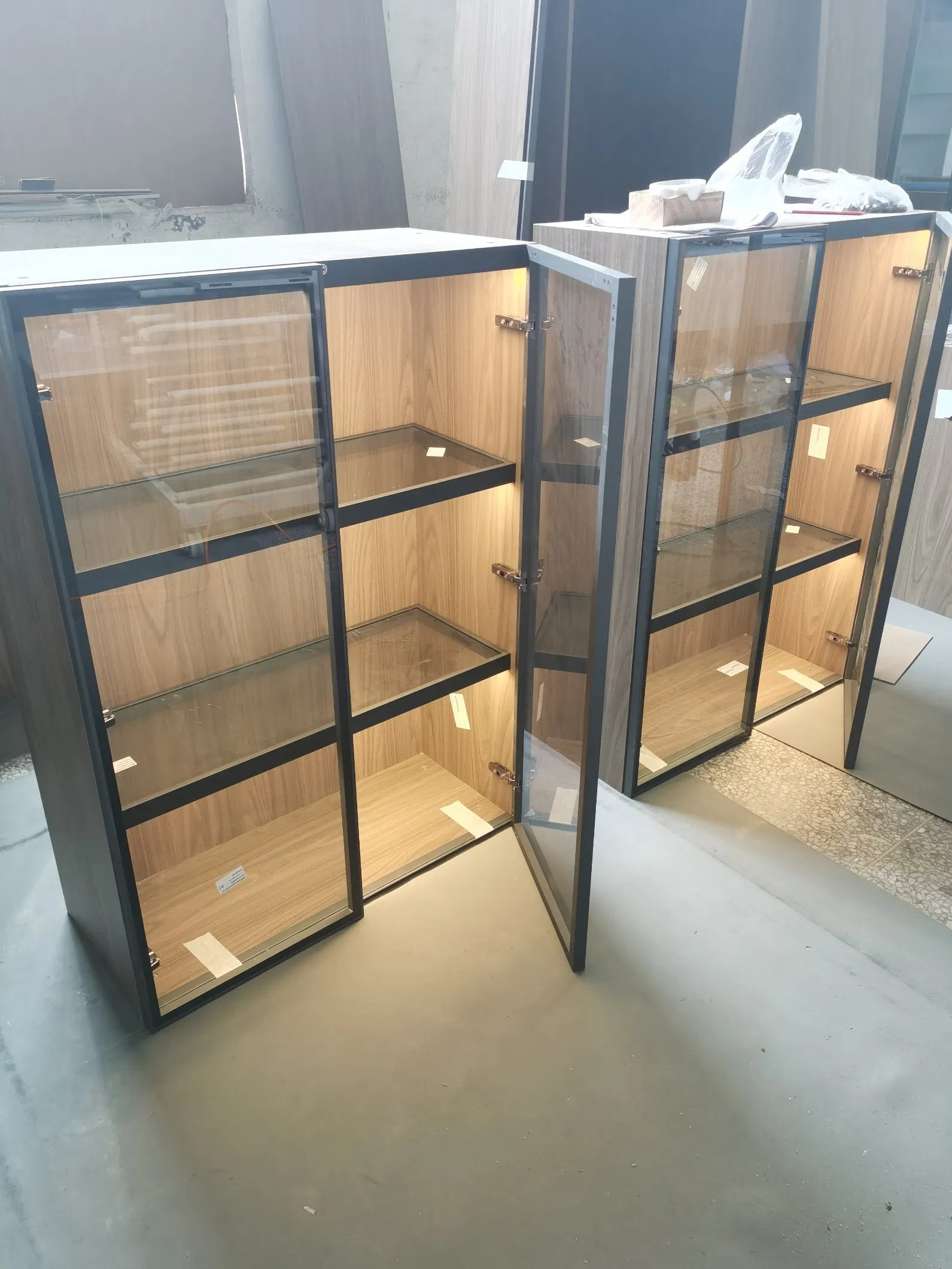 Lacquer L Shape High Gloss Assesories Spain Moden Light Gray Cabinets Wine