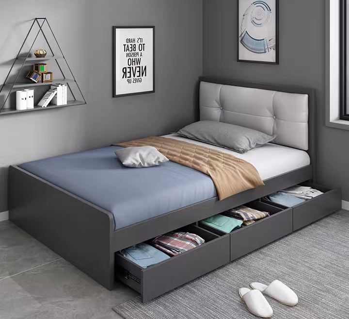 Portable Home Bedroom Furniture Wooden Tatami Single Bed Storage Wall Kid Bed