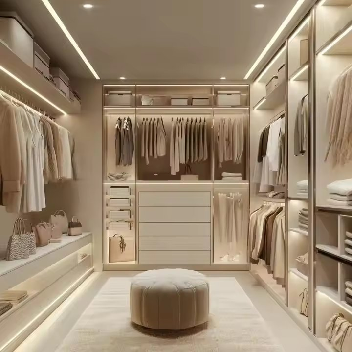 Factory Direct Pricing Luxury Modern Walk-in Closet Systems Custom Spacious Wardrobe Organizers with Glass Doors