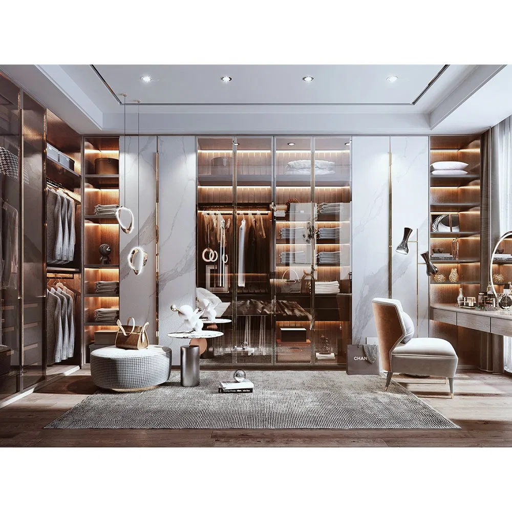 Modern Walk in Closet Wardrobe Systems Design Wood Bedroom Cupboards