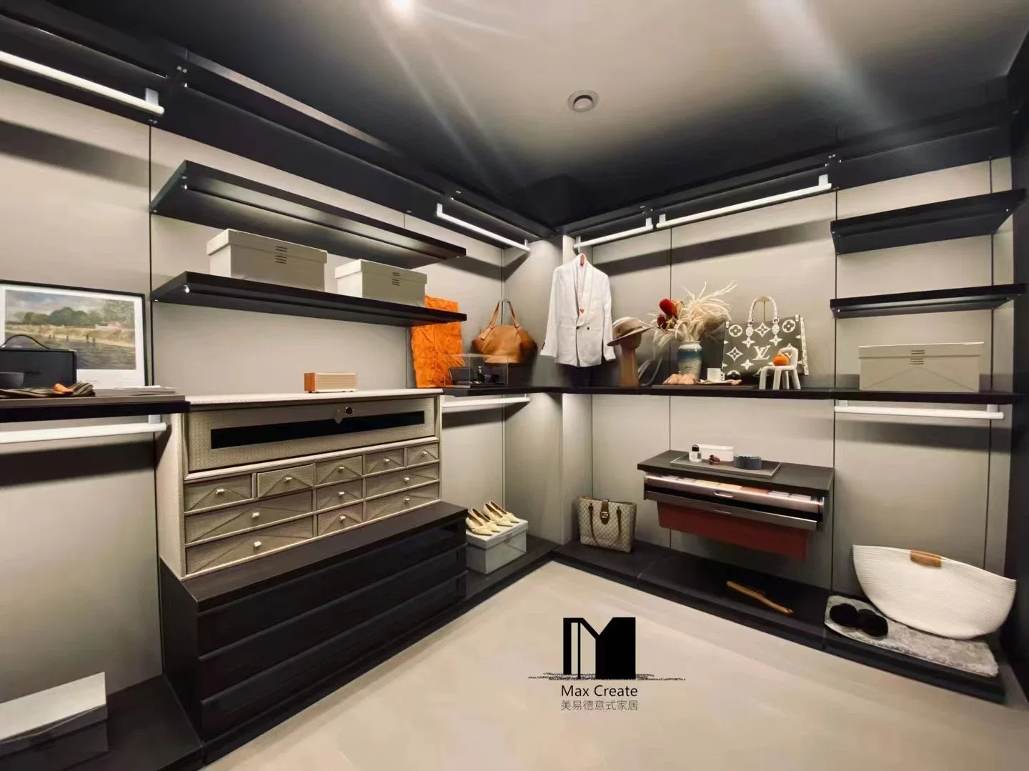 Glass Door Closet Storage Wardrobe Italian Bedroom Closet Systems &amp; Organizers Set Modern Glass Door Closet