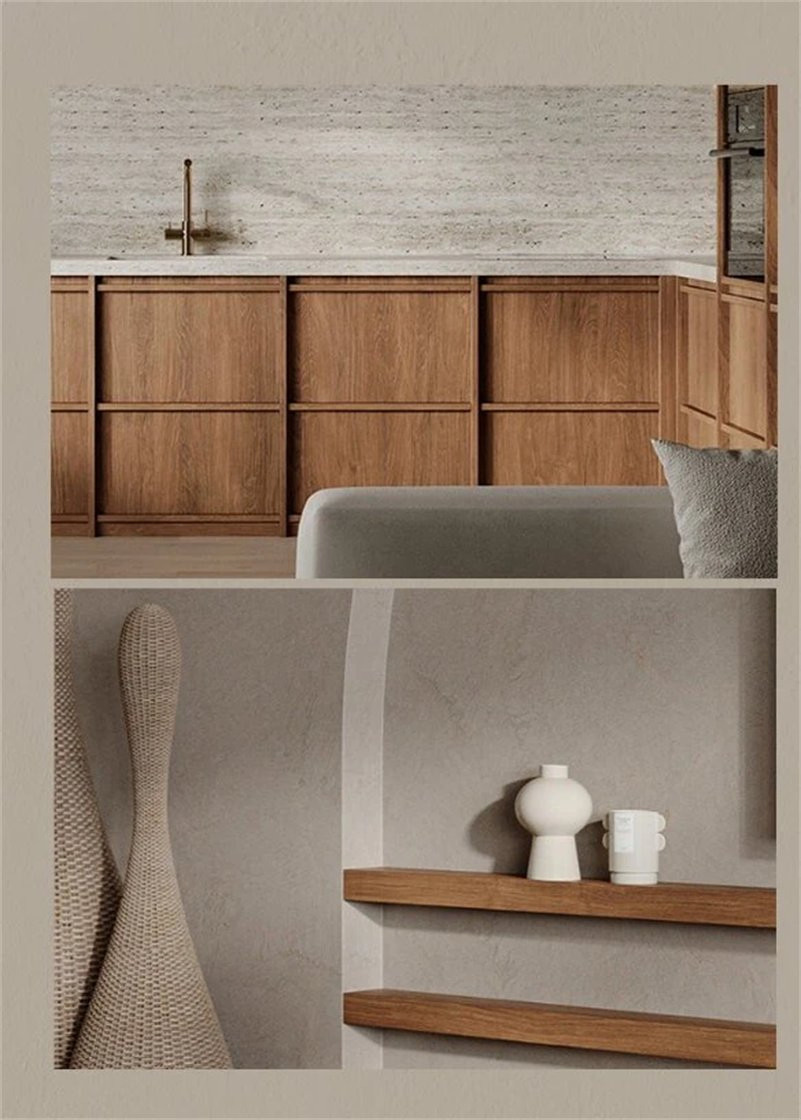 Cbmmart Antique Style Millwork Pantry Rattan Decorative Door Kitchen Cabinets with Countertop