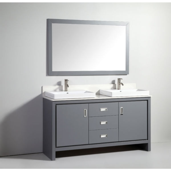 Double Sink Solid Wood New Design Bathroom Vanity Cabinet with Mirror