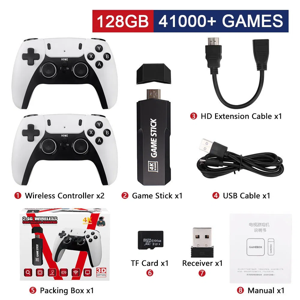 Gd10 PRO Family TV Game Stick X2 Plus Retro Video Game Console with Dual Wireless Controller