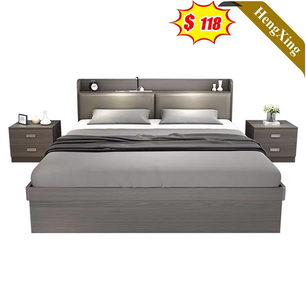 White Home Bedroom Furniture Wooden Tatami Double Single Bed Storage Wall Adult Kids Bed with Large Headboard (UL-20BC039)