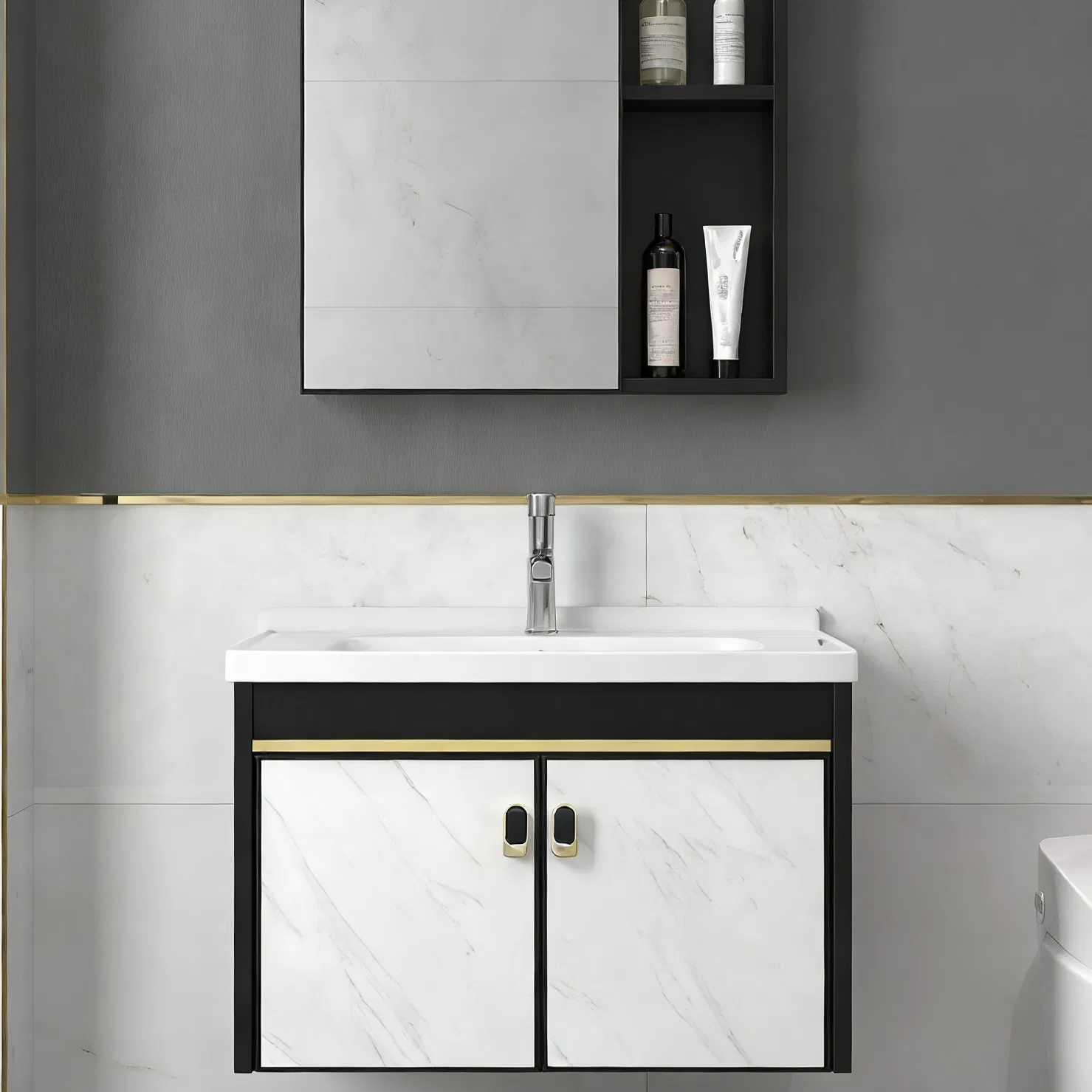 Jf 2026 LED Mirror Bathroom Vanity Cabinet Storage Set