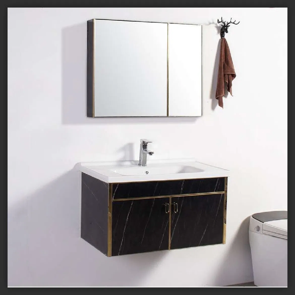 Vanity Cabinet with Ceramic Basin and Smart Mirror Wall-Mounted Wholesale