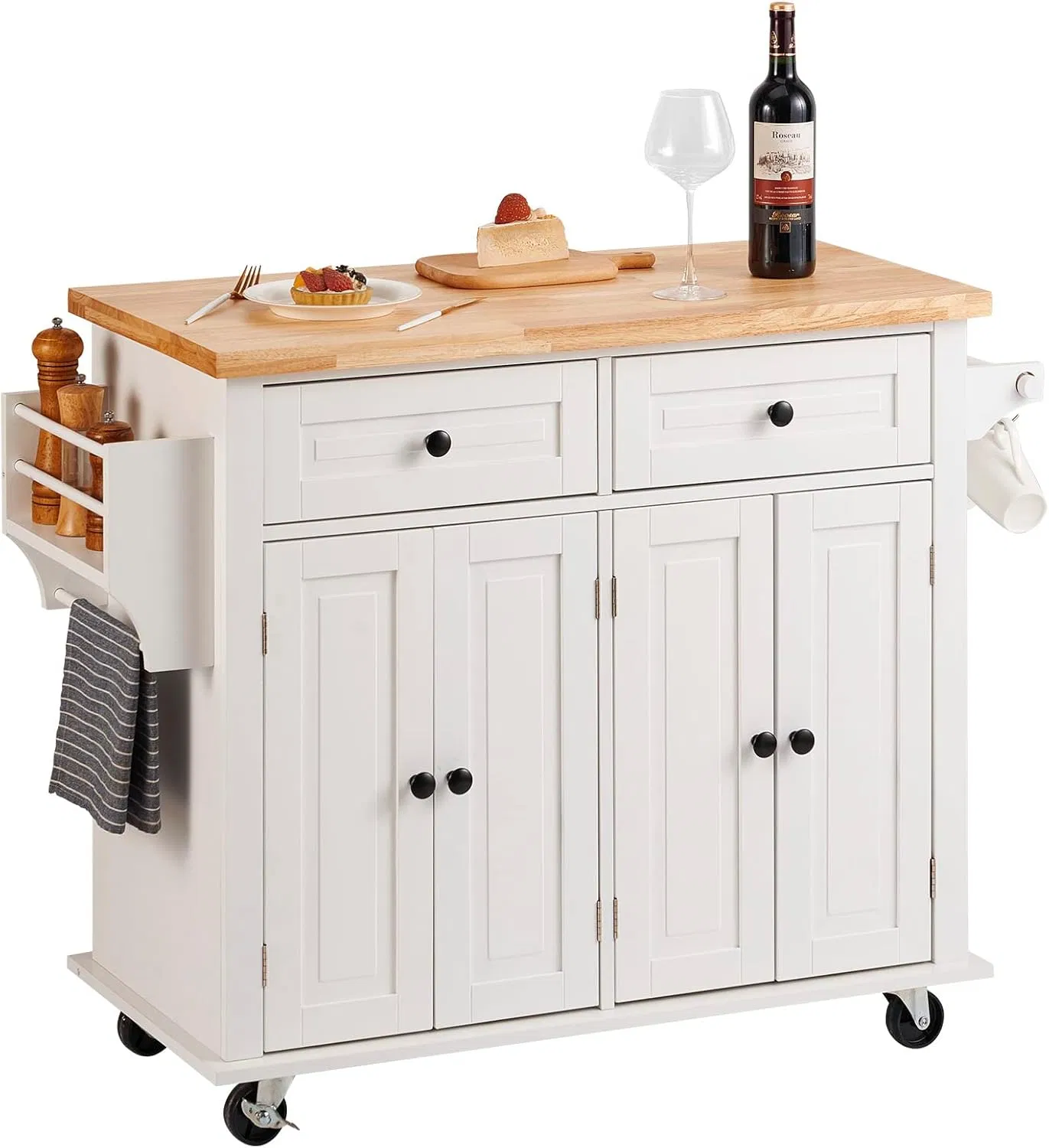 Stylish Mobile Carts Sideboard with Compact Rolling Kitchen Storage Solutions