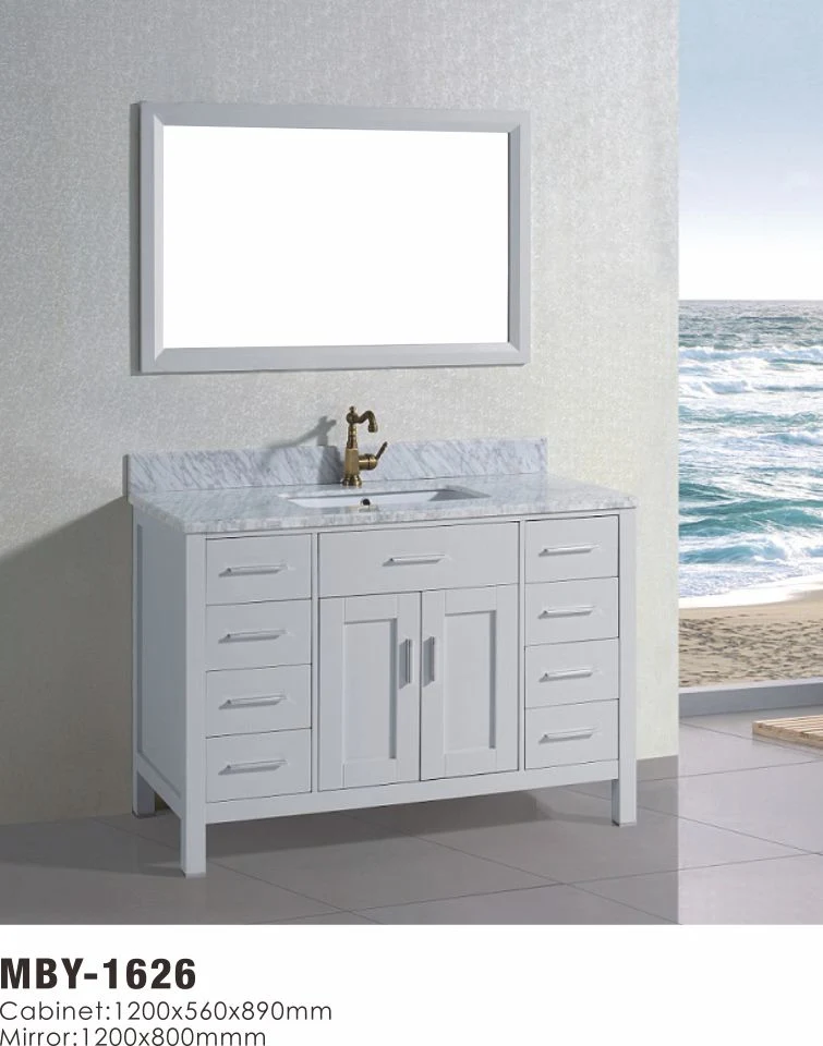 Double Sink Solid Wood New Design Bathroom Vanity Cabinet with Mirror