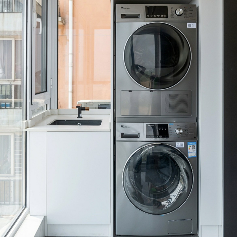 Washing Machine Washing Closet Modern Single Sink Laundry Cabinet Home Furniture Floor-Standing Aluminum Laundry Room Cabinet