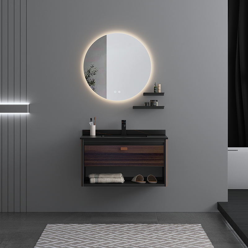 Modern Classic Design Bathroom Vanity Furniture Wall-Mounted Aluminum Cabinet with Wash Basin and Mirror New Design Style