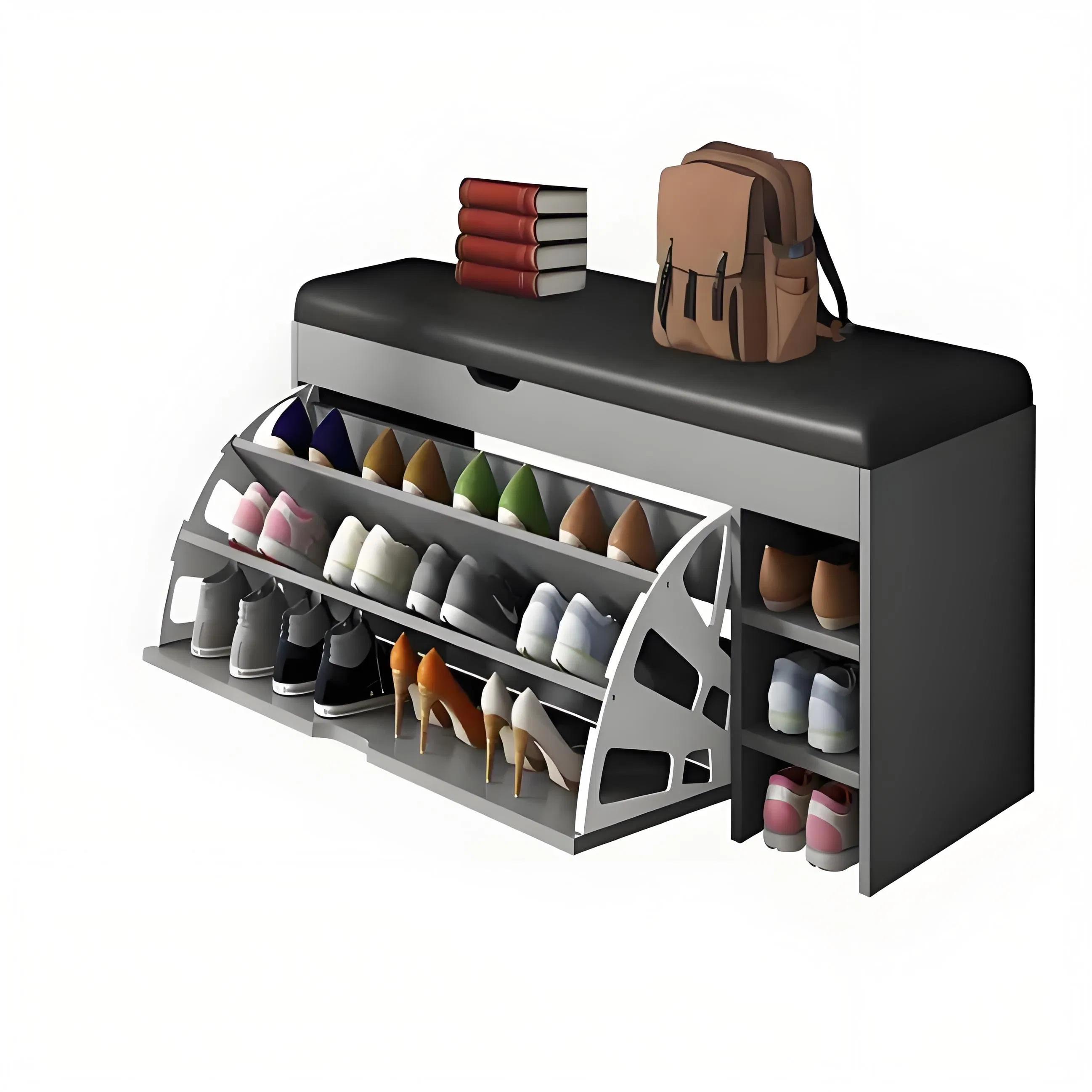 Flip-Top Shoe Changing Stool, Home Doorway Shoe Cabinet, Sit-Down Shoe Bench