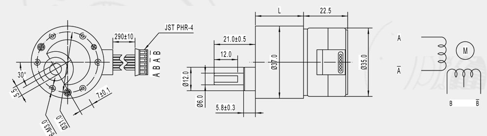 37mm Gearbox Plus 35mm Stepper Motor and DC Stepper Motor