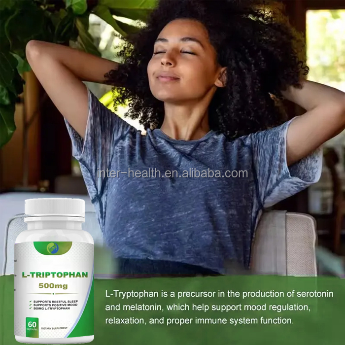 OEM Private Label L-tryptophan Capsule Bulk Amino Acid Sleep Supplement Tryptophan 5-htp 5 Htp Capsules L-tryptophan Capsules