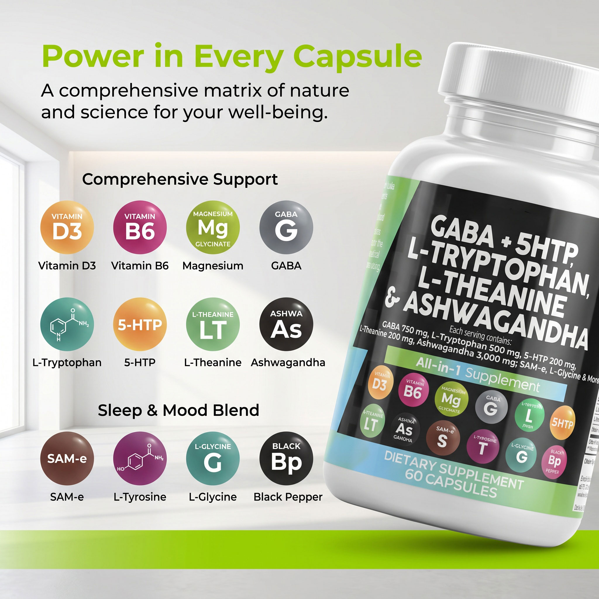 OEM Sleeping Tablets Sleep Deep Health Supplement L-tryptophan 5htp Capsule GABA L-theanine Ashwagandha Capsules Sleeping Pills