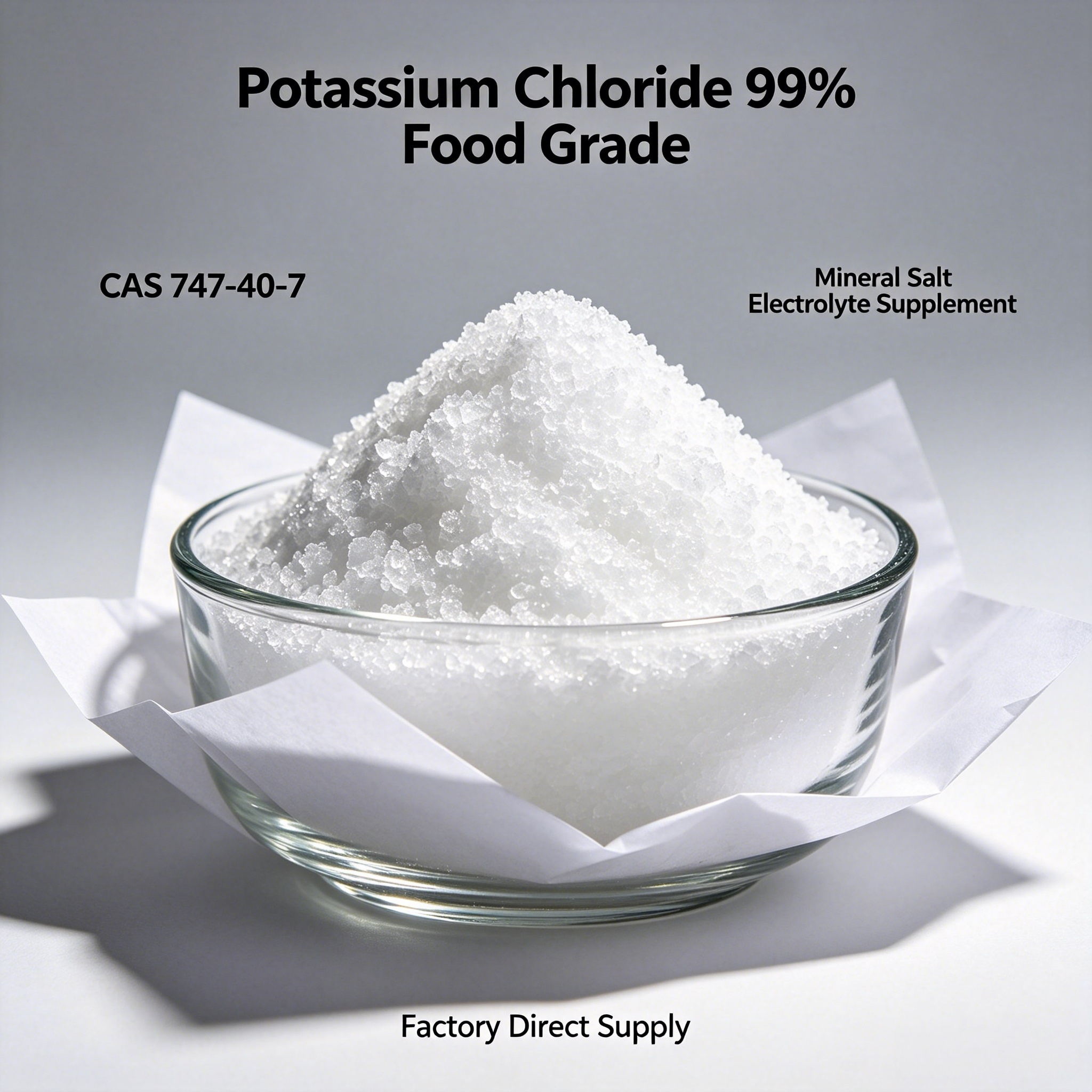Potassium Chloride 99% Food Grade CAS 7447-40-7 Mineral Salt Electrolyte Supplement Nutrition Enhancers 25kg Bags Factory Direct