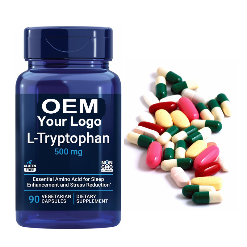 OEM Private Label Health Supplement L-Tryptophan Capsules L-Tryptophan Pills L-Tryptophan Supplement 500mg Amino Acid for Sleep