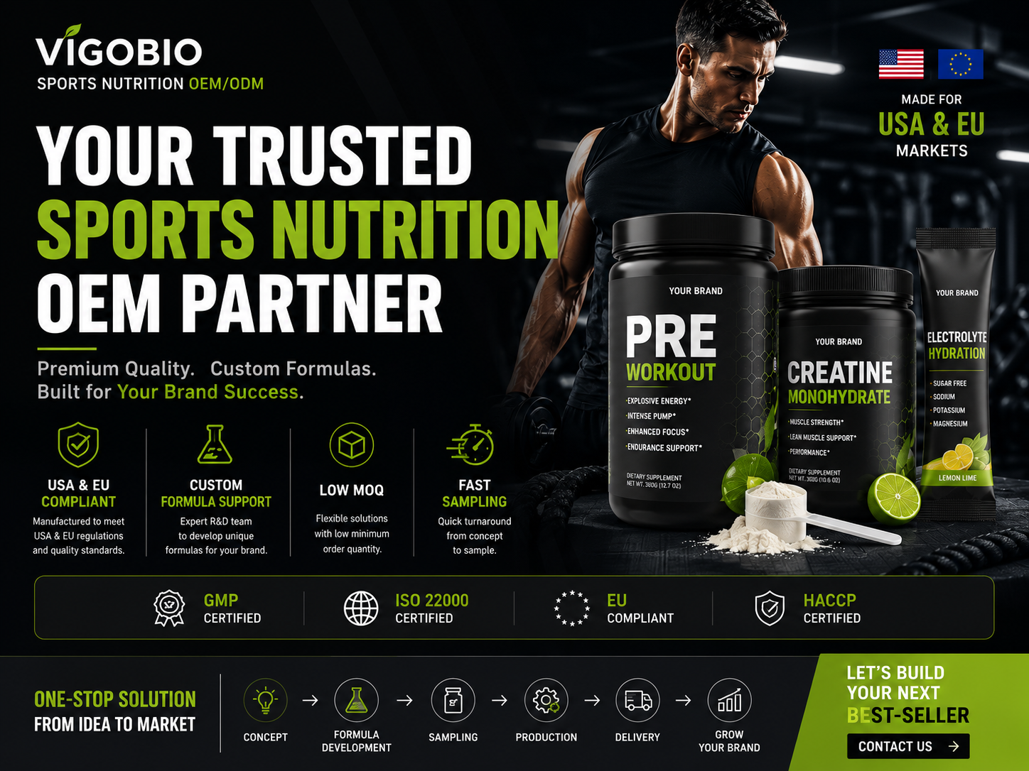 Vigo Private Labels Wholesale Pre-Workout Powder Nitrogen Pump Muscle Recovery Nitric Oxide Weight Management For Adults