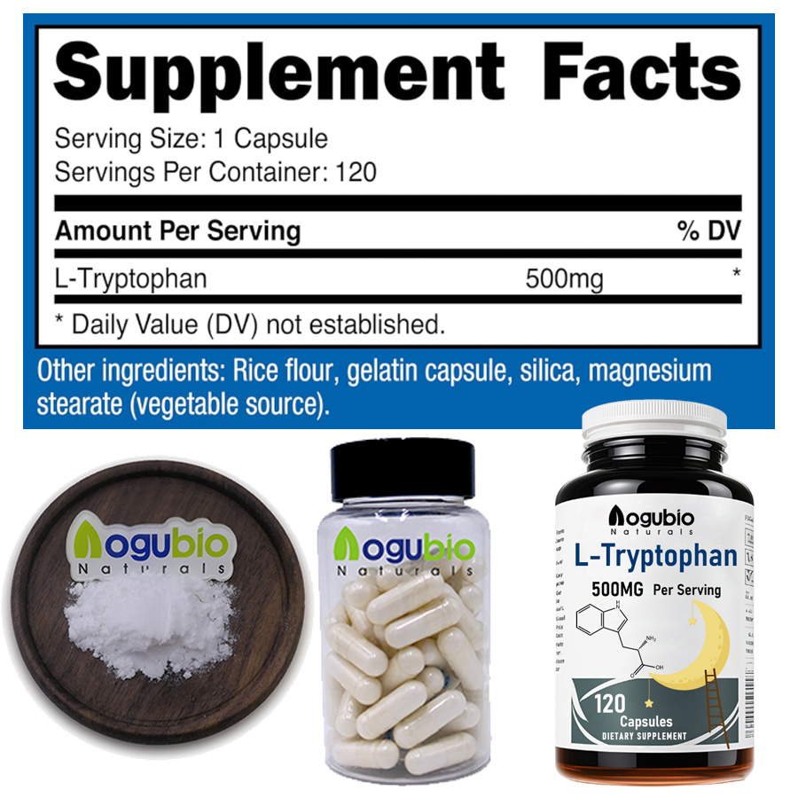 OEM Wholesale Price 99% Food Grade L-Tryptophan Capsule L Tryptophan Tryptophane Capsules