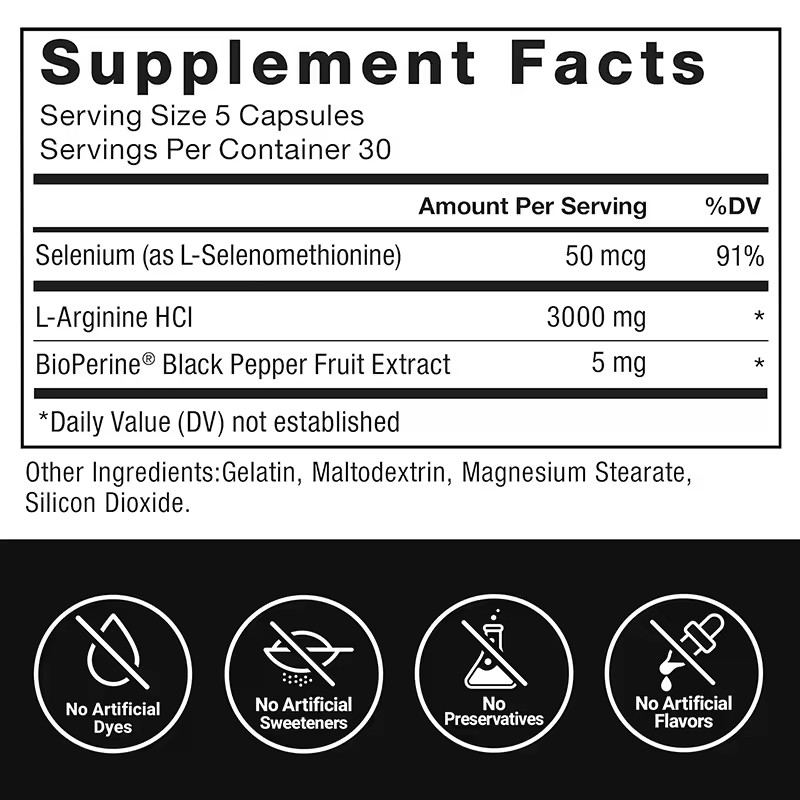 Factory L-Arginine Capsules Men Supplement for Sports Nutrition and Muscle