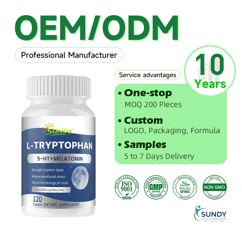 OEM/ODM L-Tryptophan Capsules Health Supplement OEM Private Label 500mg Amino Acid Sleep L-Tryptophan Capsules