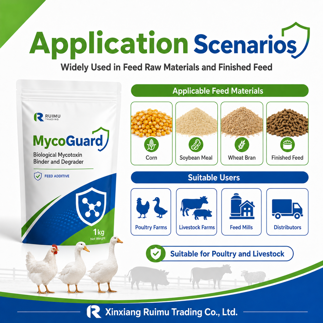 Mycotoxin Binder &amp; Degrader Powder for Corn Soybean Meal Wheat Bran Finished Feed