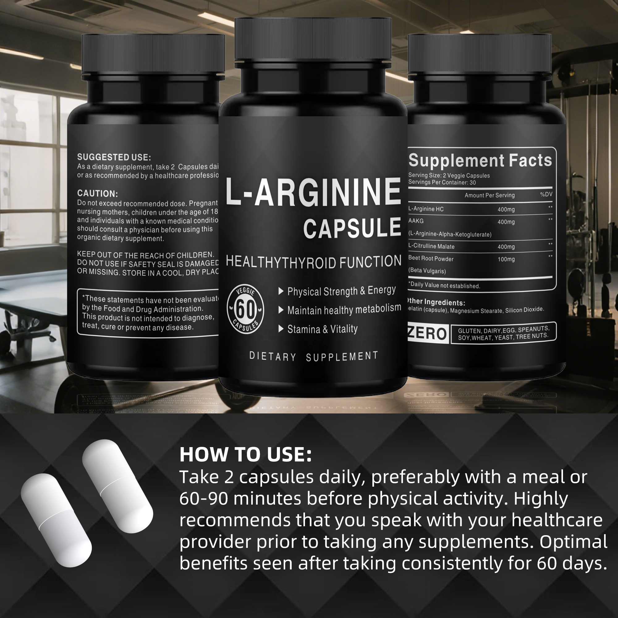 Julong OEM L-arginine Capsule Vegan Supplements for Muscle Growth Preworkout L-arginine L Citrulline Capsules Stamina Booster