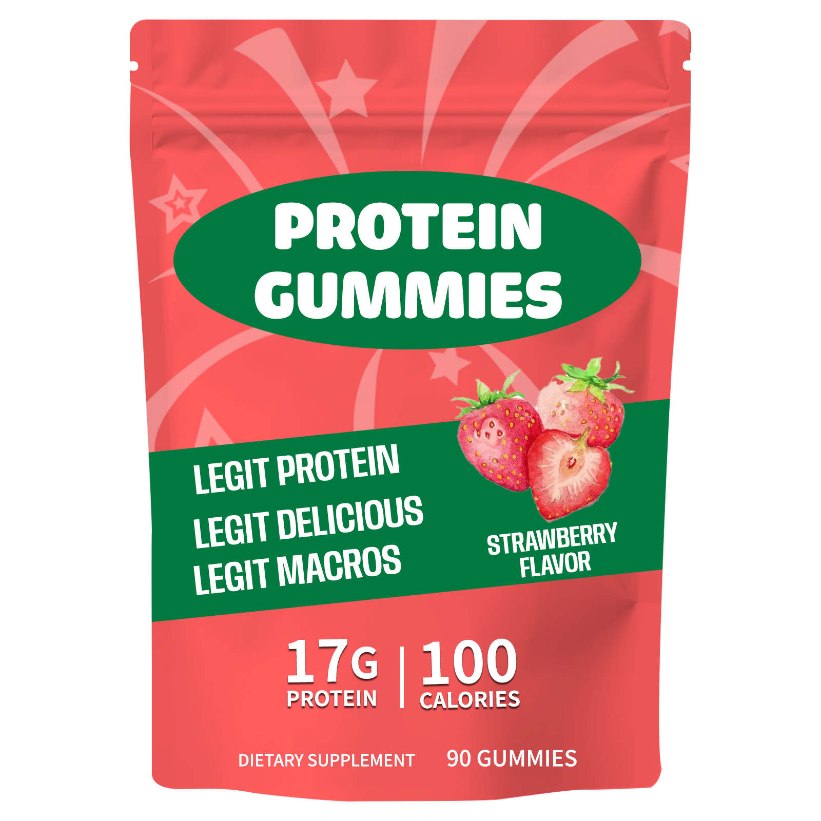 OEM Proteln Gummies 90 Count Adult Dietary Supplement High Protein 17g Whey Protein Isolate Watermelon Flavor Muscle Growth