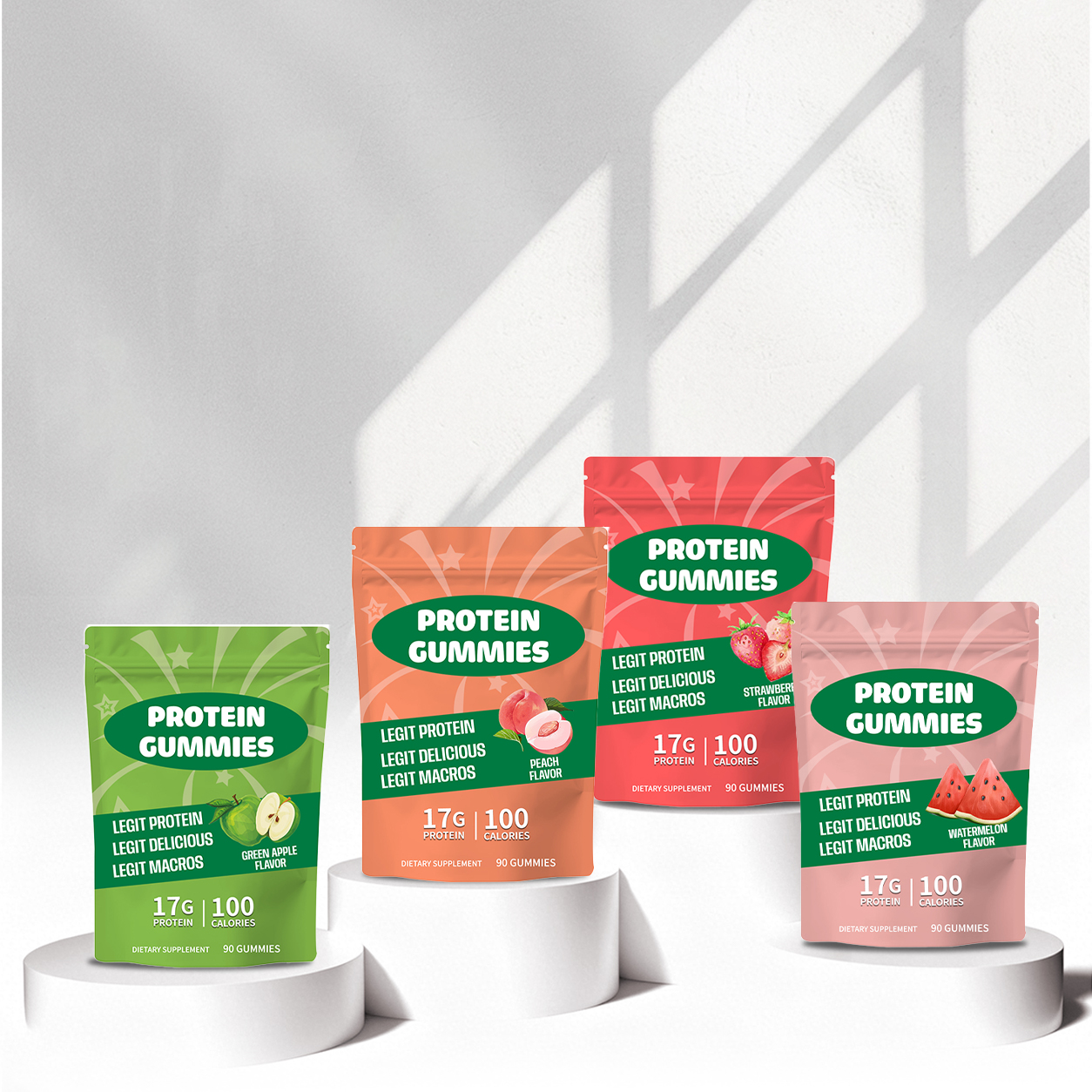 OEM Proteln Gummies 90 Count Adult Dietary Supplement High Protein 17g Whey Protein Isolate Watermelon Flavor Muscle Growth