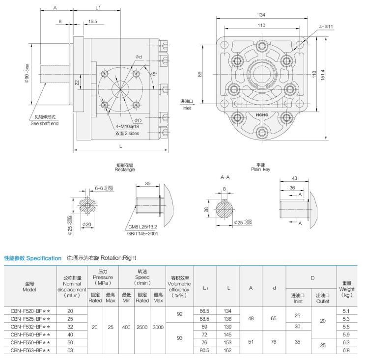 CBN-E310 CBN-F310 CBN Cbw Cbk Cbh Series Hydraulic Gear Pump Stainless Steel Gear Pump