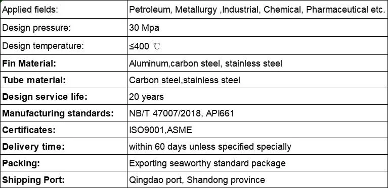 Technical Parameters Table