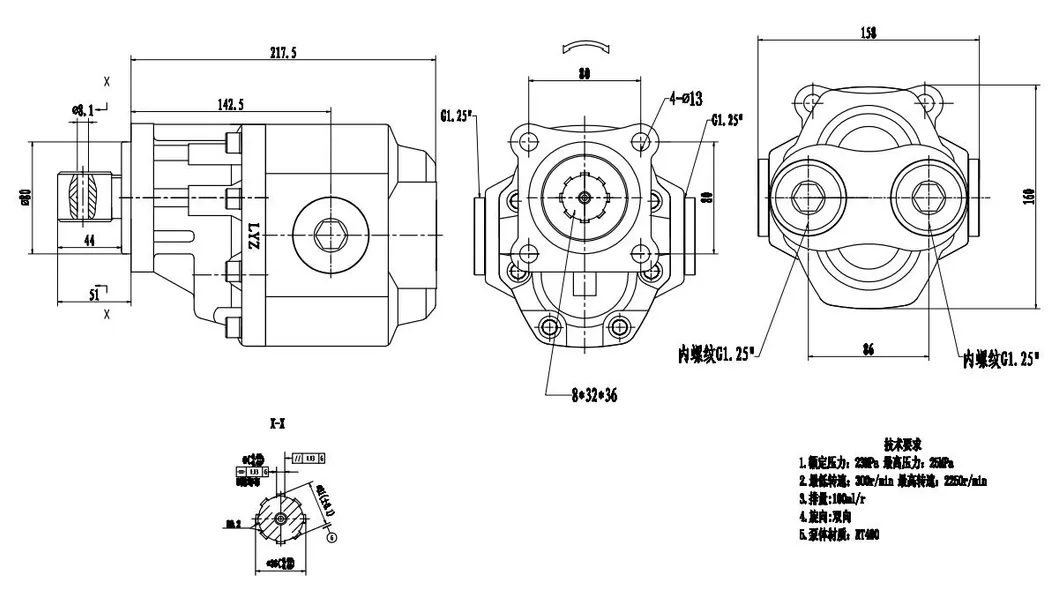 Hydraulic Gear Pump Side View