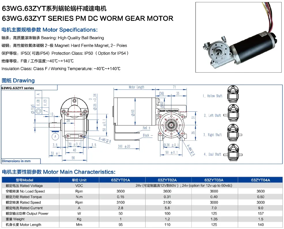 PM DC Worm Gear Motor Diagram