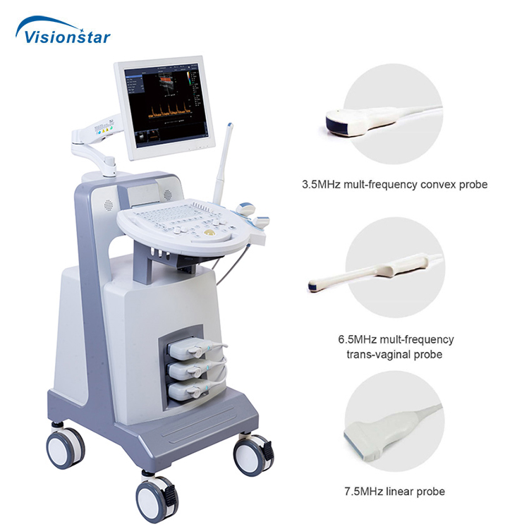 Carro de diagnóstico ultrasónico de tipo Doppler color con sondas de proveedor de fábrica
