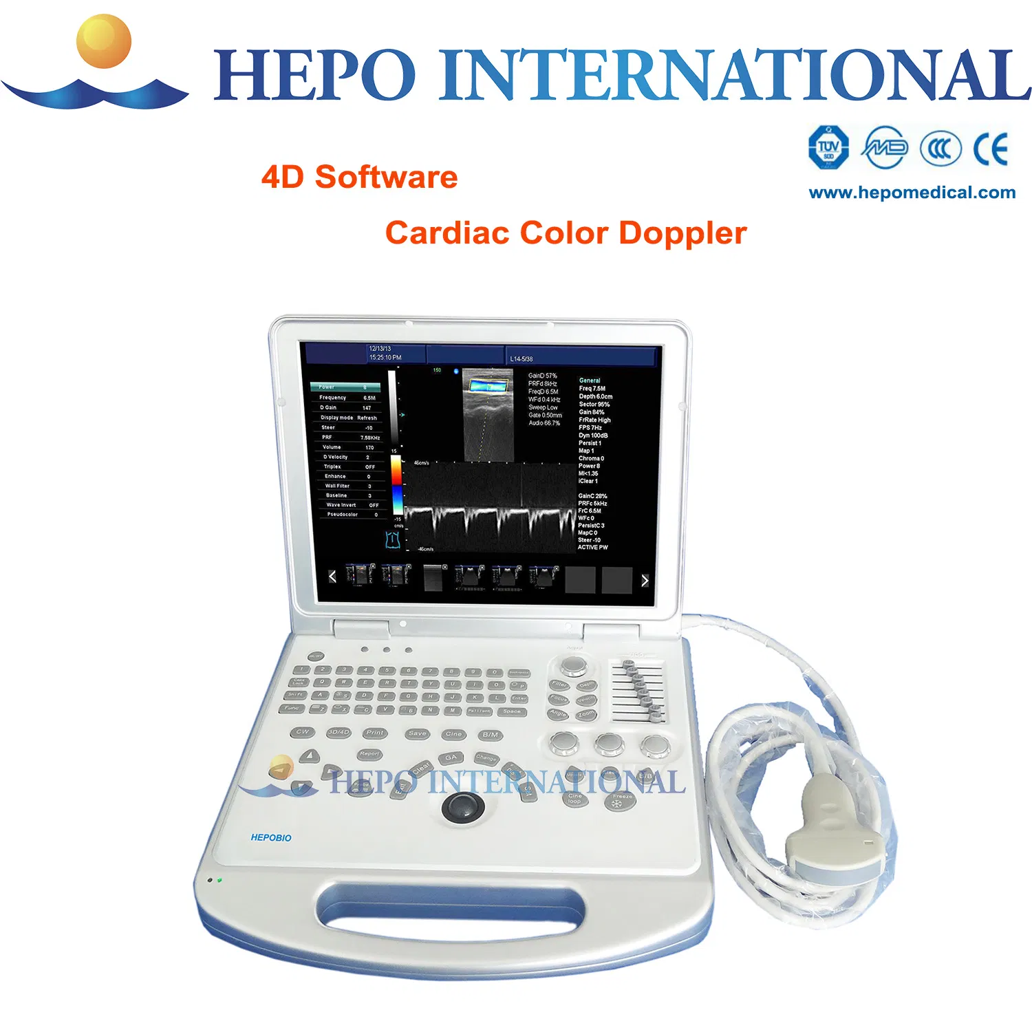 Sistema de escáner ultrasónico Doppler color portátil popular ruso 2D 3D