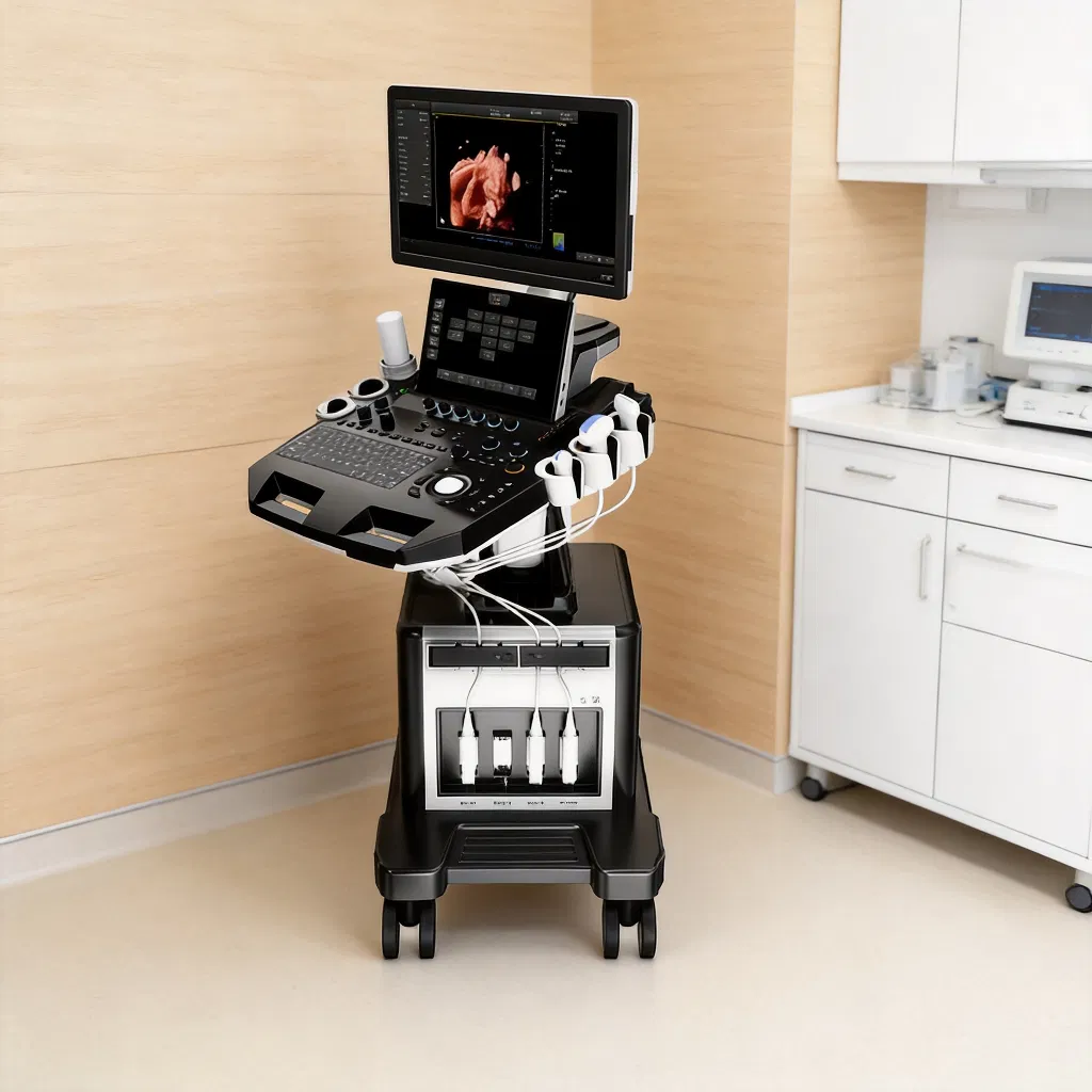 Carro Médico 3D 4D Máquina de Ultrasonido Portátil Doppler Color Escáner de Diagnóstico para Humanos y Veterinaria Tecnología