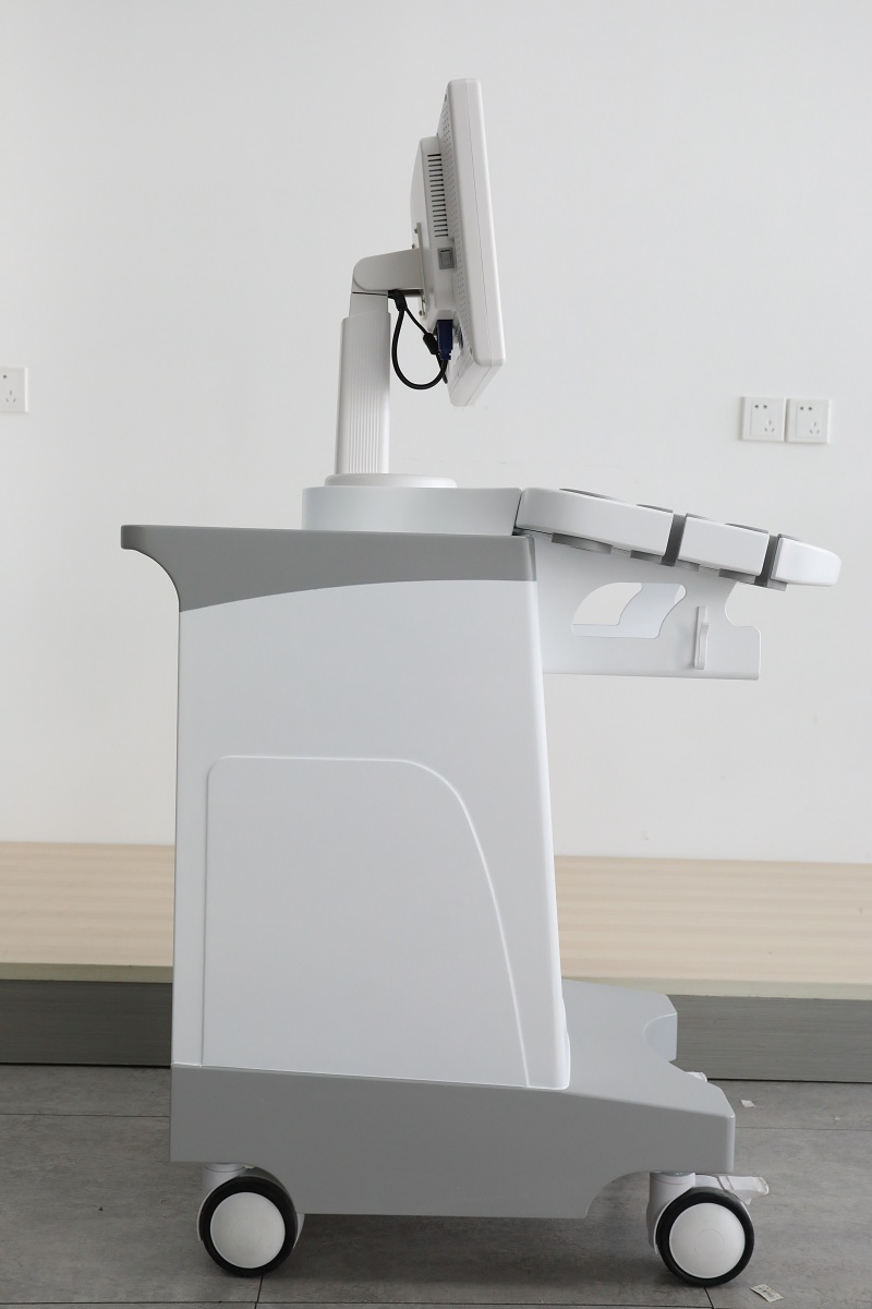 Carro de máquina de ultrasonido digital completo en blanco y negro para equipos hospitalarios