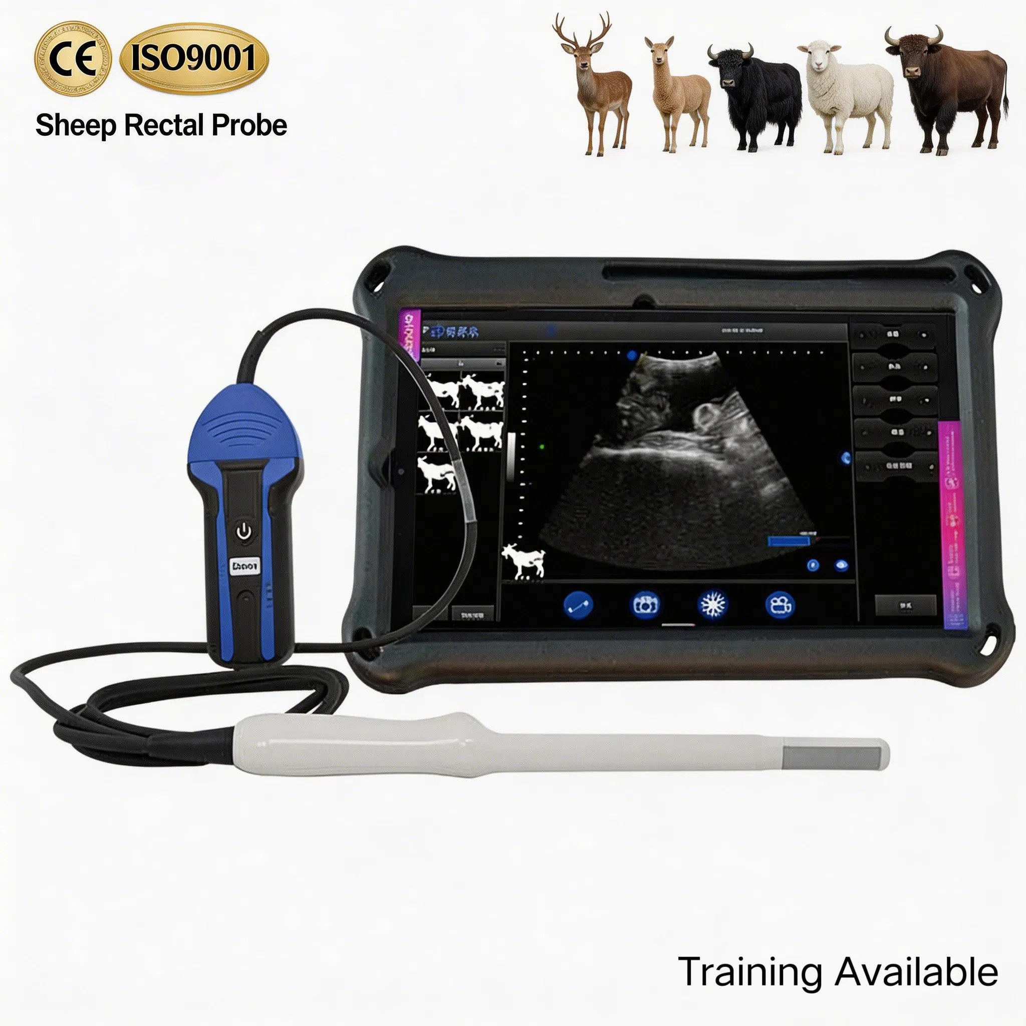 Escáner de ultrasonido veterinario, máquina de ultrasonido portátil veterinario, verificación de embarazo para ovejas, escáner de ultrasonido veterinario inalámbrico para ovejas y cabras