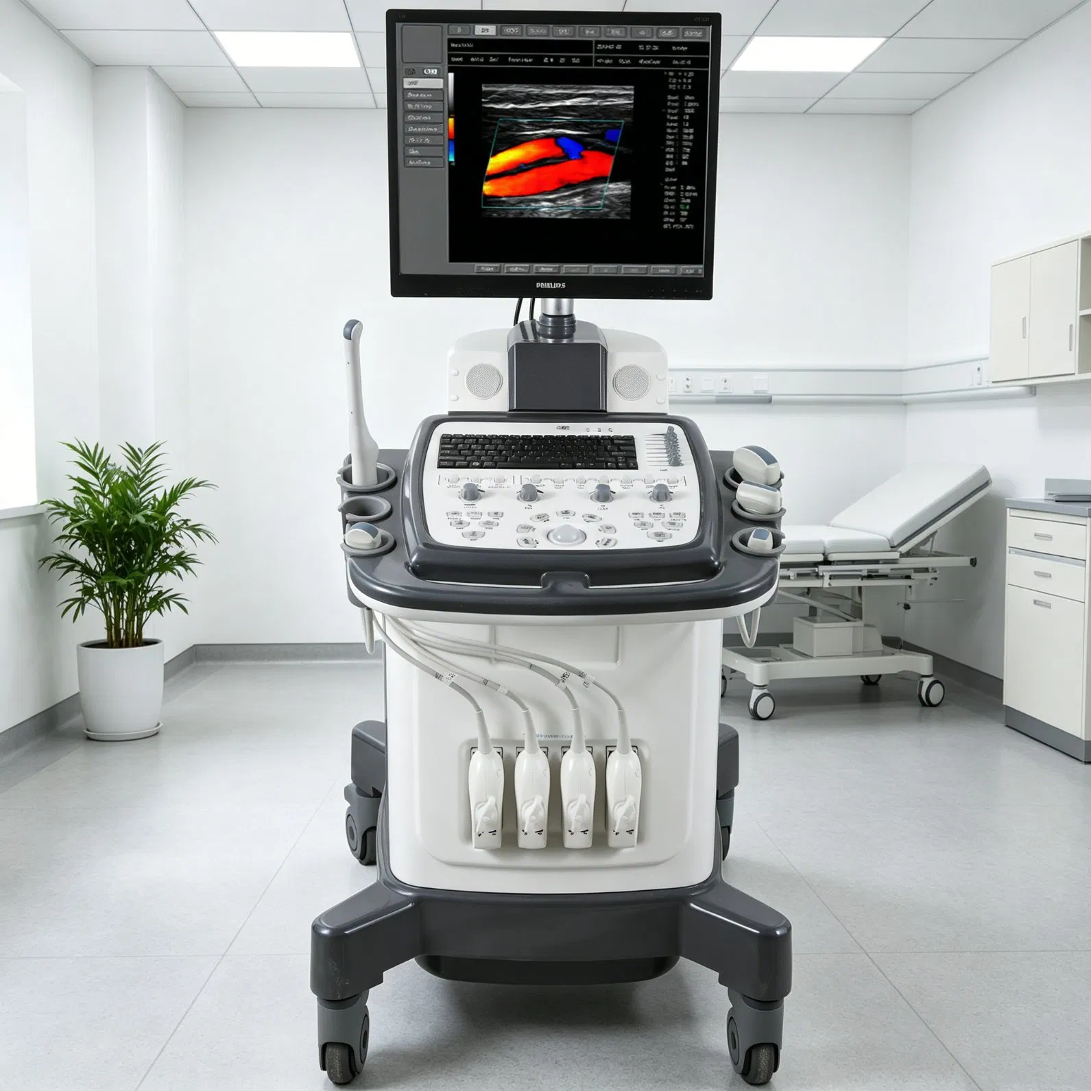Sistema de Diagnóstico Médico Cardíaco Digital Hospitalario Escáner Ultrasónico Portátil 3D 4D 5D Máquina de Ultrasonido Doppler Color Trolley