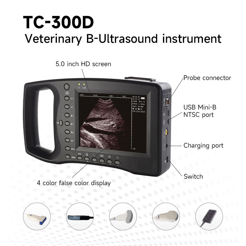 Tc-300d 6.5MHz Sonda Rectal de Frecuencia Diseñada Específicamente para el Diagnóstico de Embarazo en Animales Grandes, Máquina de Ultrasonido B Portátil para Ganado y Equinos
