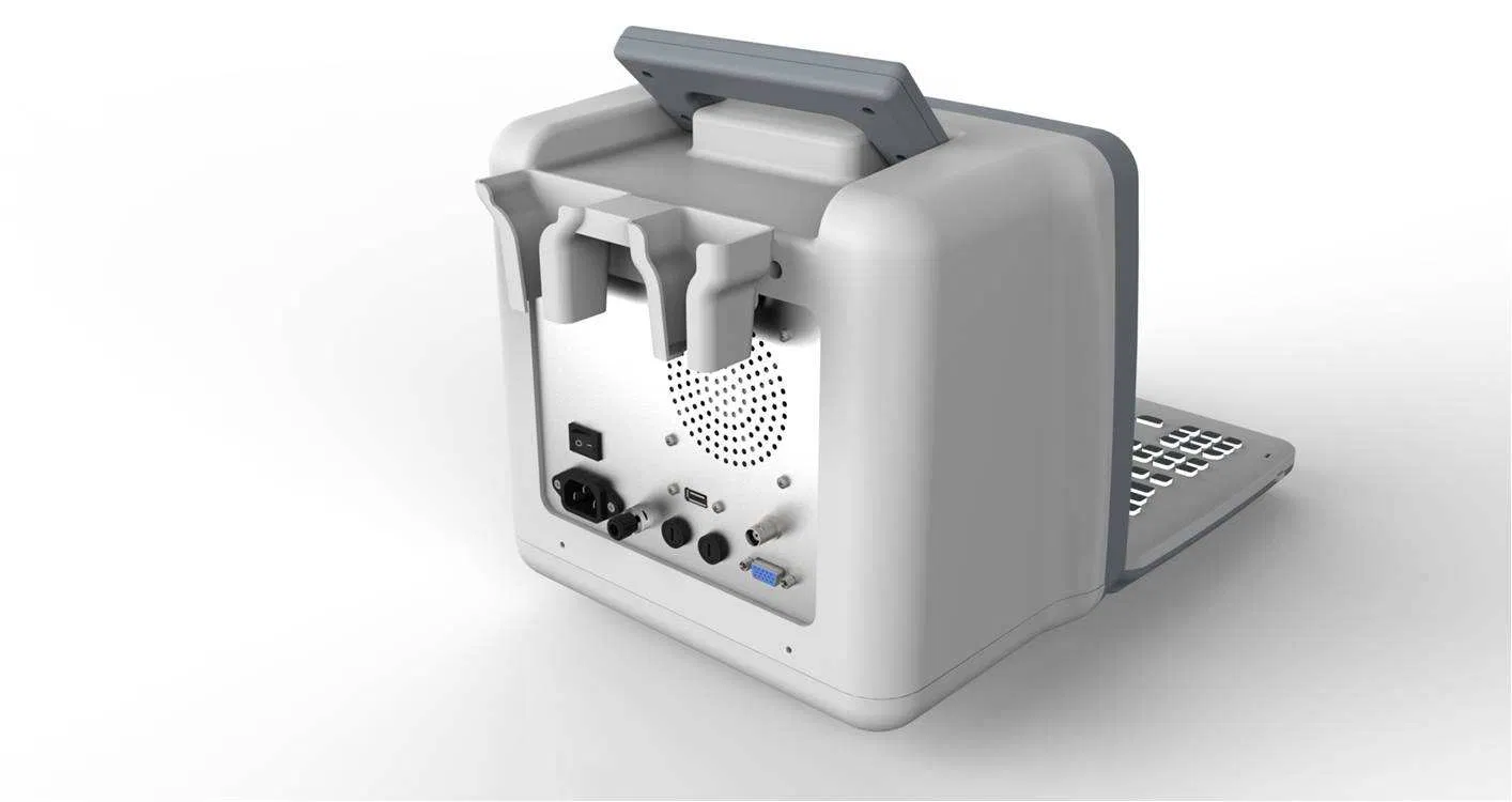 Máquina de ultrasonido portátil en blanco y negro