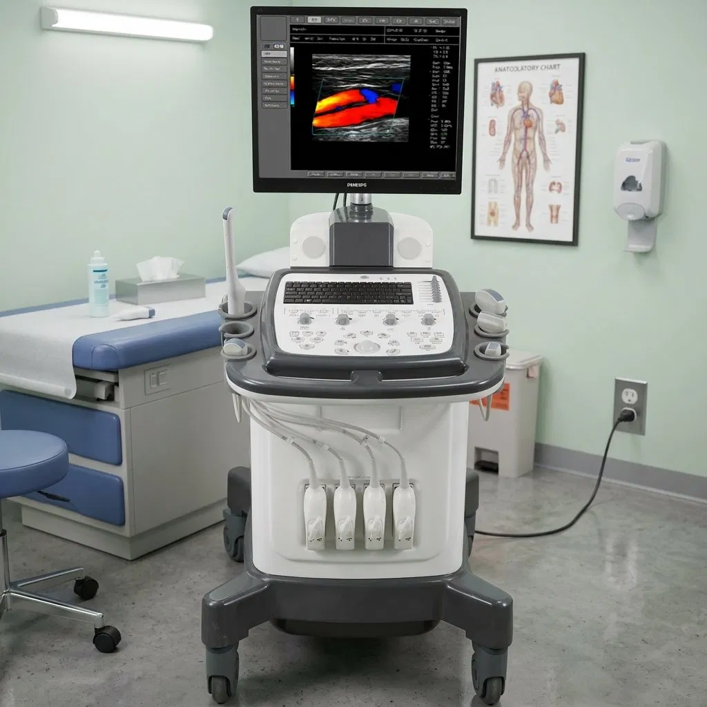 Sistema de Diagnóstico Médico Cardíaco Digital Hospitalario Escáner Ultrasónico Portátil 3D 4D 5D Máquina de Ultrasonido Doppler Color Trolley