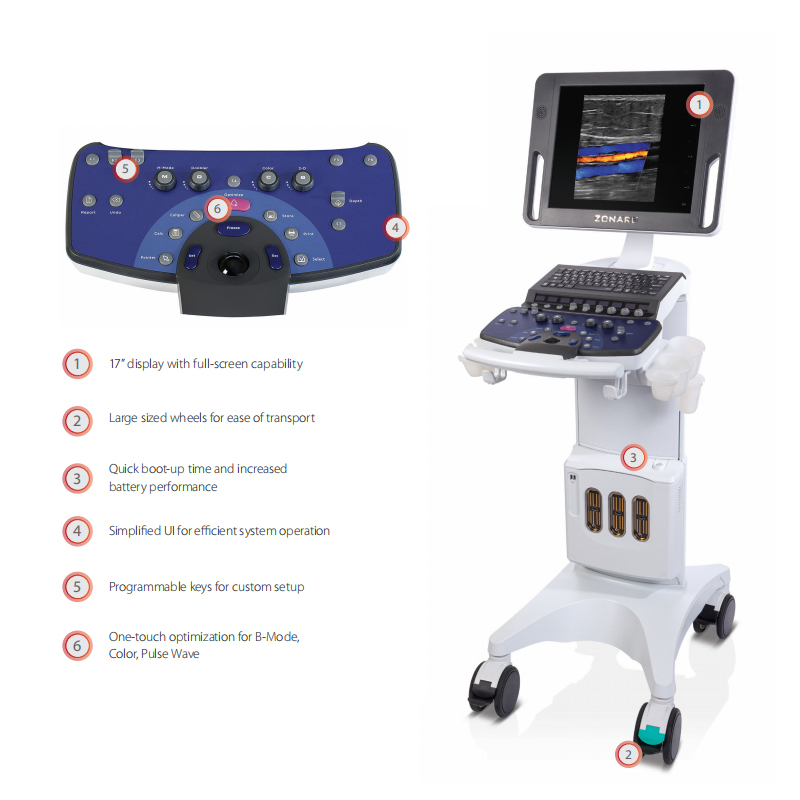 Sistema de ultrasonido Doppler color para abdomen y cardíaco de Mindray Z.One PRO para hospitales y clínicas