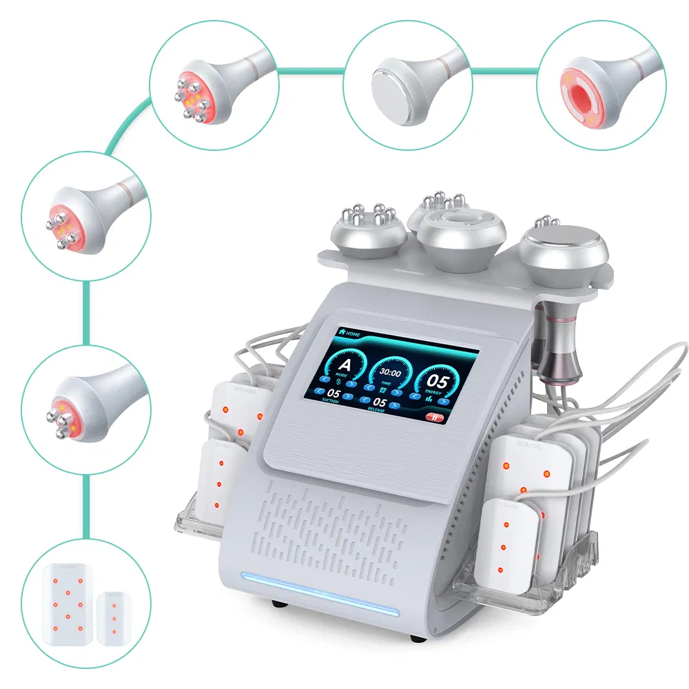 Nuevo 6 en 1 Sistema de Cavitación Ultrasonido con Vacío Lipoláser para la Eliminación de Grasa Lipo Laser 80K Máquina de RF para Esbeltez Corporal para SPA de Belleza