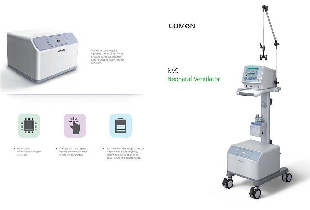 Sistema de CPAP portátil Comen V9 manual para ventilación neonatal en cuidados intensivos para recién nacidos