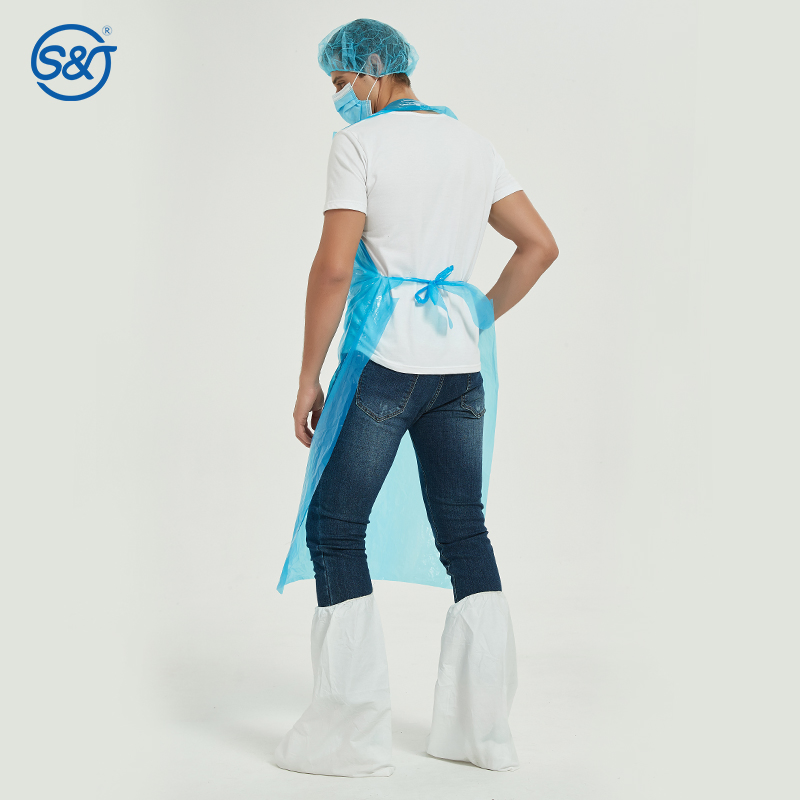 SJ Biodegradable Disposable Aprons 4Color Waterproof Cooking Restaurant Pe Aprons for Food Industry Painting Art