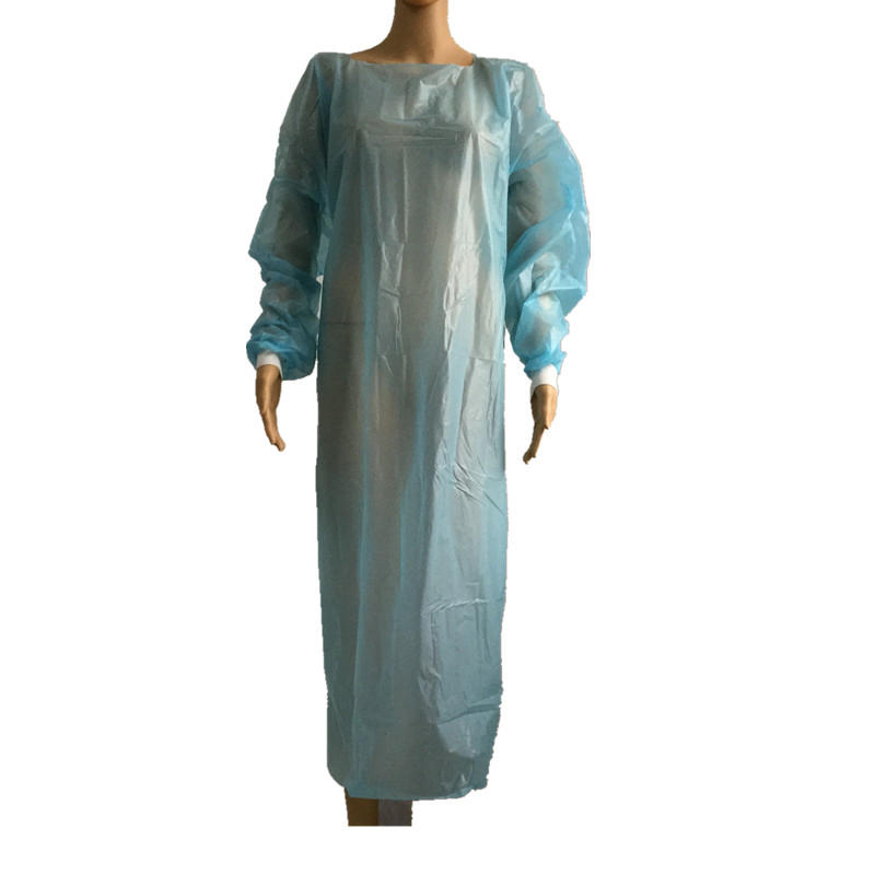 Fluid Impervious CPE Isolation Gown/Disposable Plastic Surgical Gown/Polyethylene Thumb Loop Isolation Gown