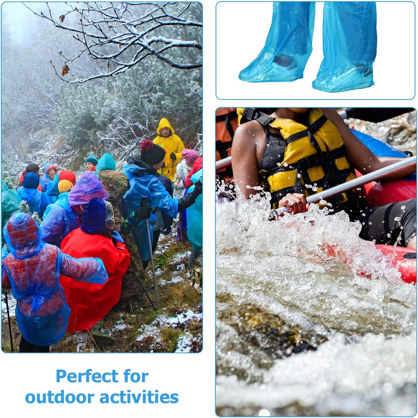 Disposable Blue PE Boot Covers with Extended Length, Anti-Slip Waterproof Overshoes for Laboratory and Medical Examination Rooms